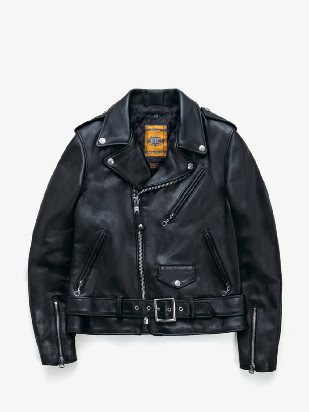 Schott NYC Classic Perfecto Leather Motorcycle Jacket  137W in Black Large